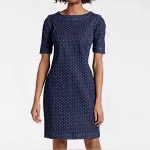 Boden Navy and White Polka Dot Denim Dress Size 10